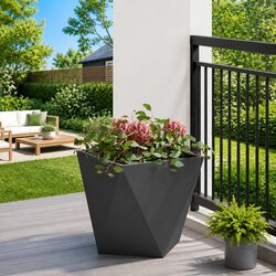 Durable Black Steel Planter Box 40x40x40cm for Outdoor Use