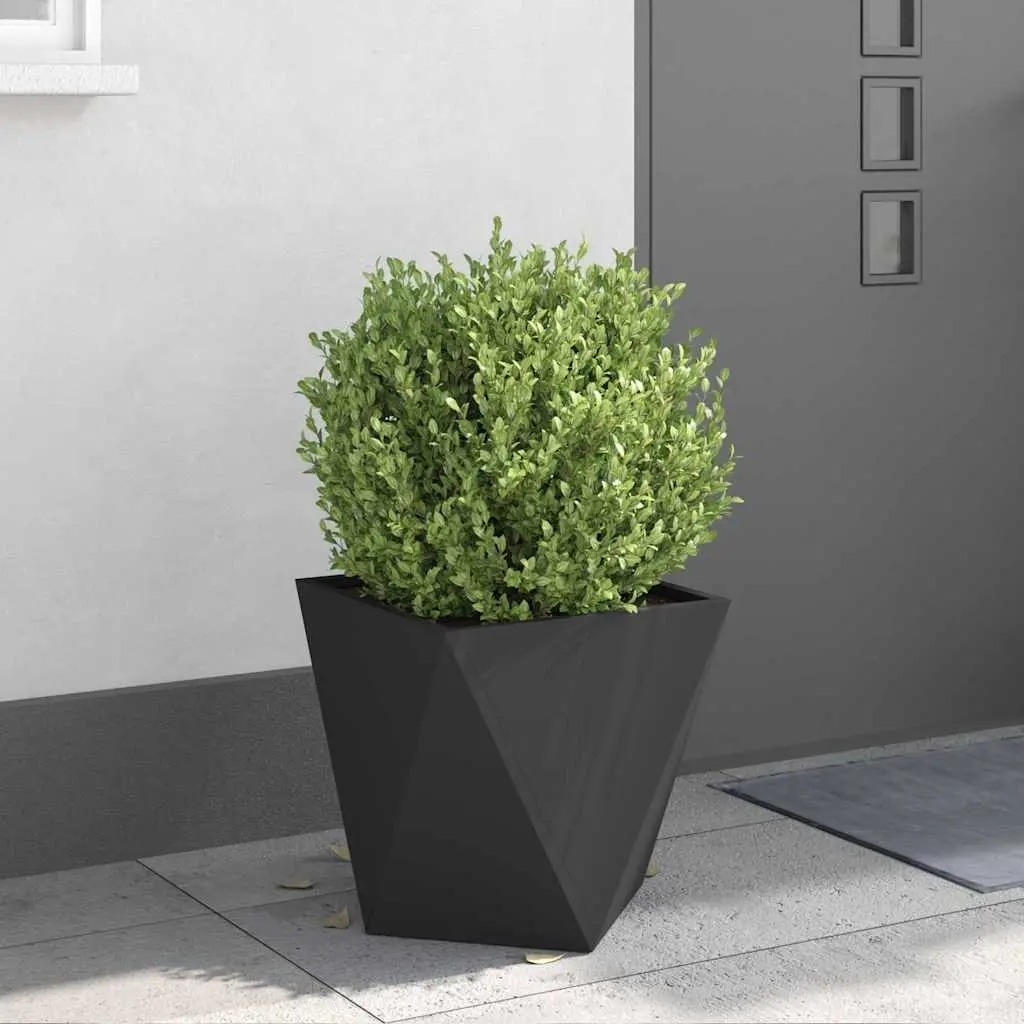 Steel Planter Box 40x40x40cm Black Outdoor Corrugated Planter Pot