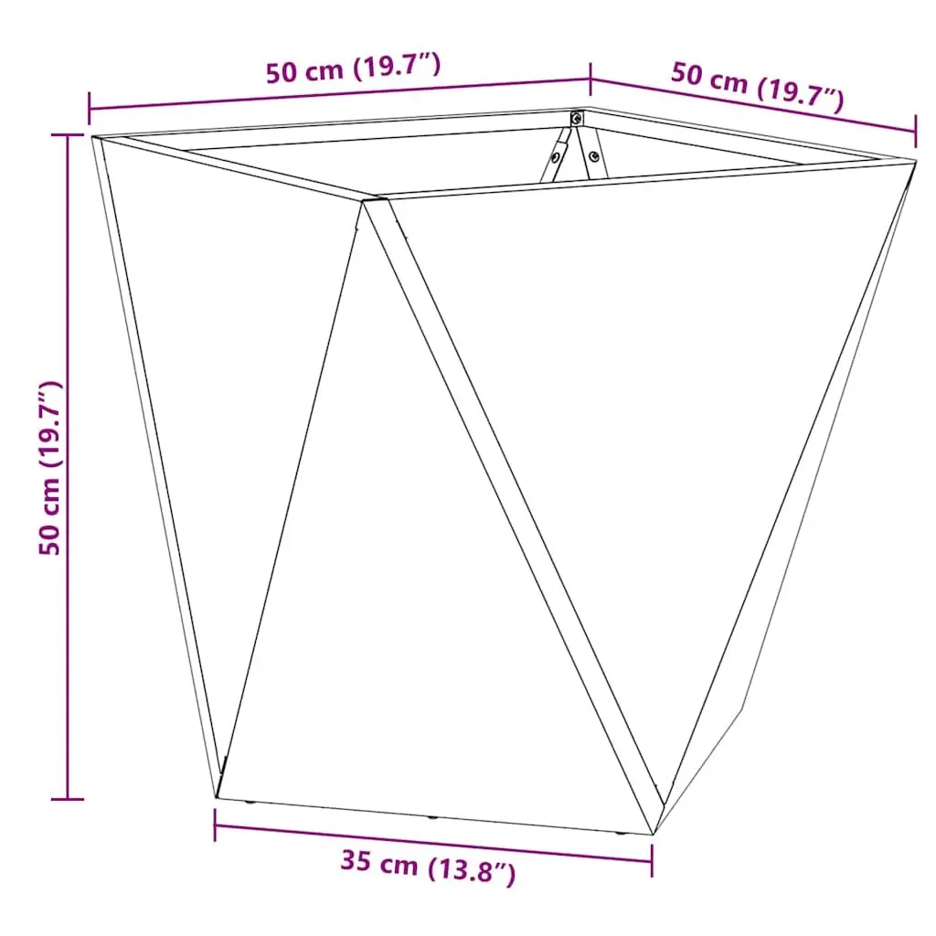 Steel Planter Box 50x50x50cm Black Outdoor Corrugated Square