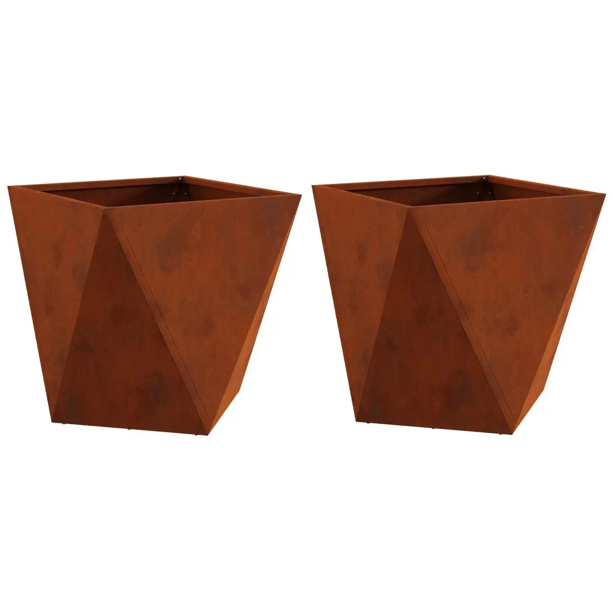 Garden Planter Steel 50 x 50 x 50 cm Brown 2 pcs