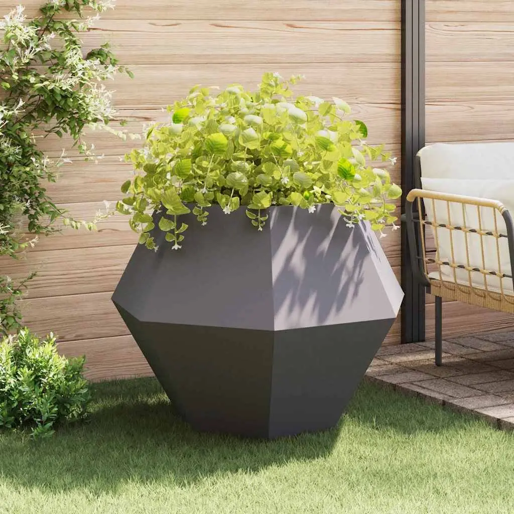 Steel Planter Box Rectangular 100x100x80cm Outdoor Black 2 Piece