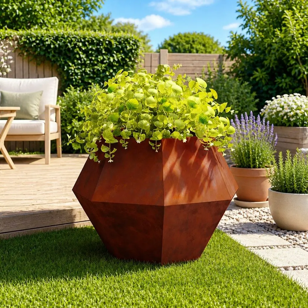Rectangular Steel Garden Planter for Outdoors