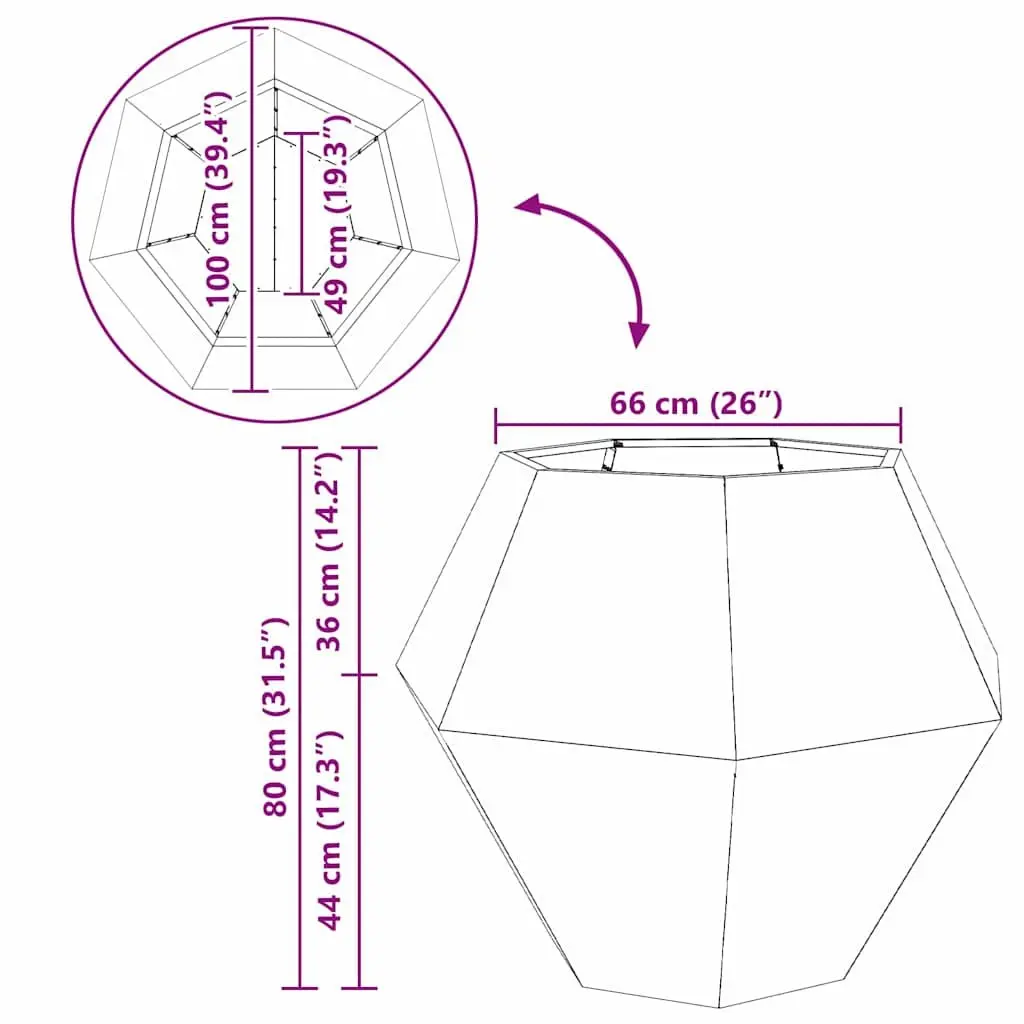 Rectangular Steel Garden Planter for Outdoors