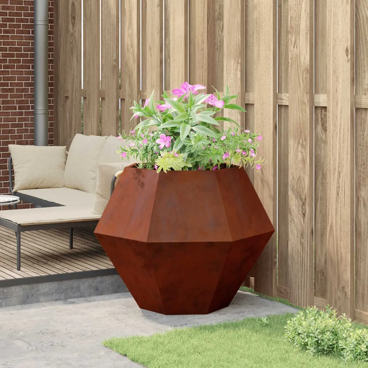 Rectangular Steel Garden Planter for Outdoors