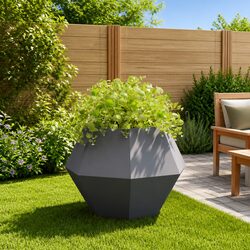Durable Rectangular Steel Garden Planter 75x75x60cm Black