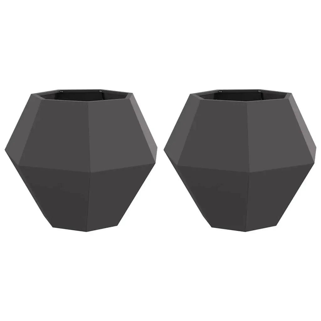 Garden Planter 2 pcs Black 75 x 75 x 60 cm Rectangular Outdoor Pots Terrace