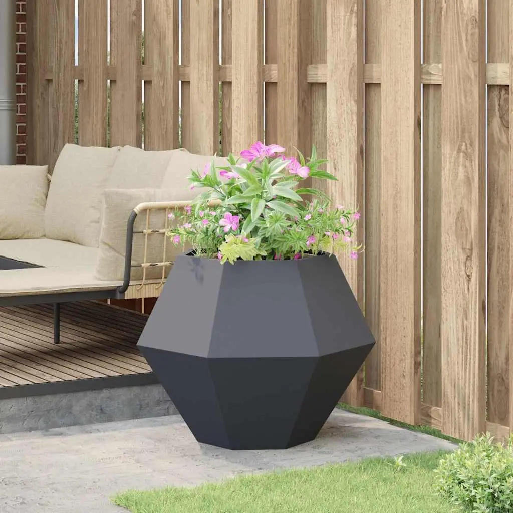 Anthracite Rectangular Steel Garden Planter 75 x 75 x 60 cm