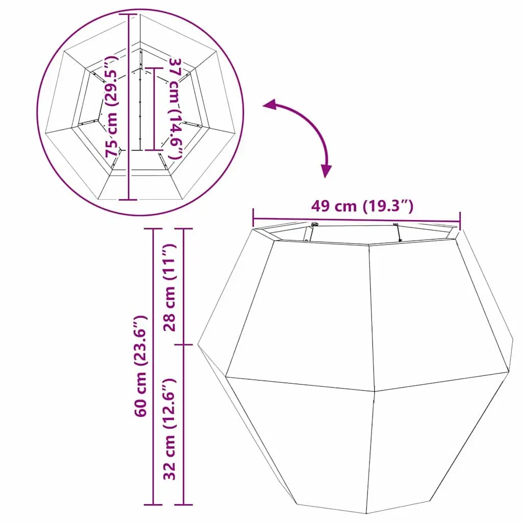 Steel Planter Anthracite Rectangular 75 x 75 x 60 cm 2 pcs