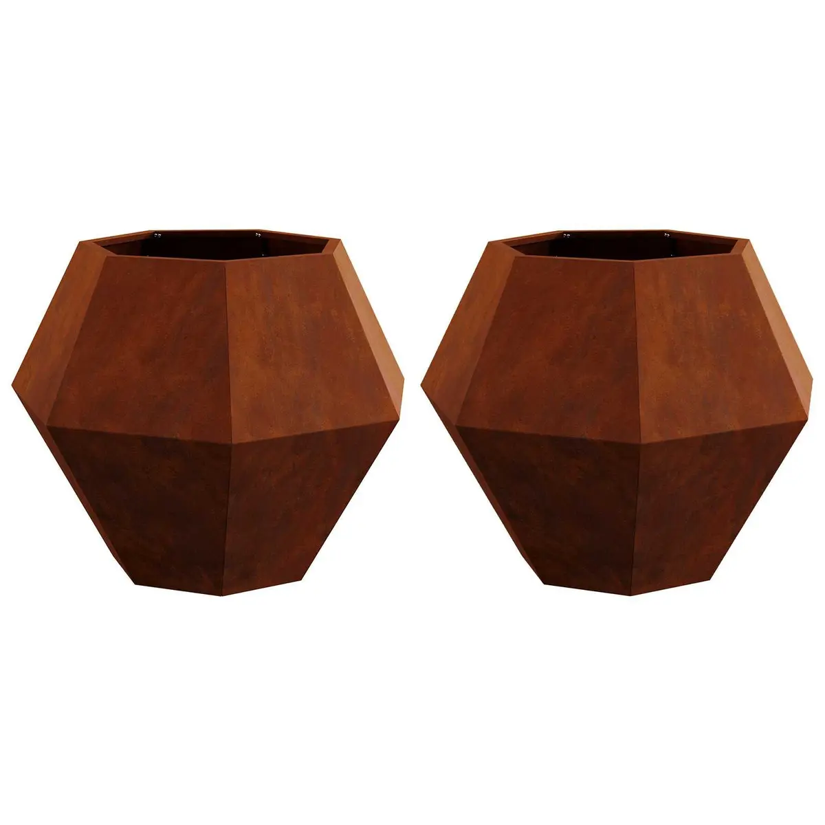 Planter 2 pcs Rectangular Outdoor Garden Pot Weathering Steel 75 x 75 x 60 cm