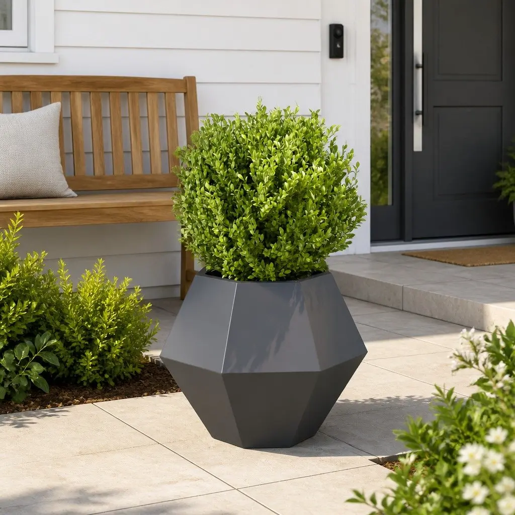 Garden Planter Steel Rectangular 50 x 50 x 40 cm Anthracite Outdoor