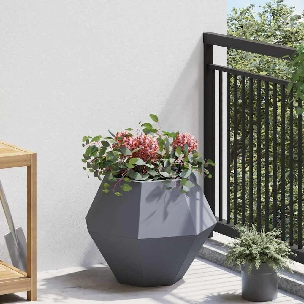 Garden Planter Steel Rectangular 50 x 50 x 40 cm Anthracite Outdoor