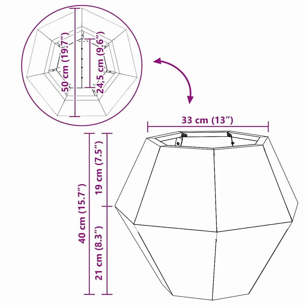 Steel Rectangular Garden Planter Set 50x50x40cm