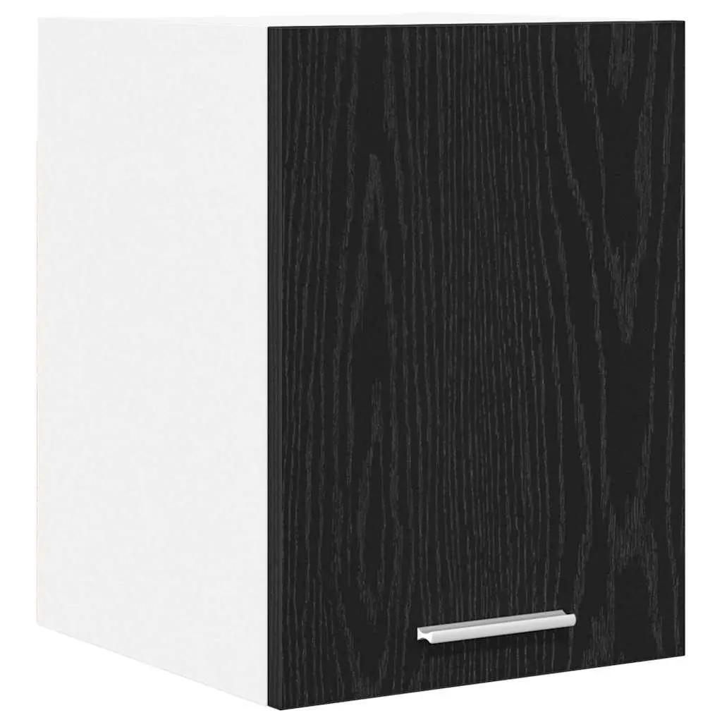 Hanging Kitchen Cabinet in Black Oak and White