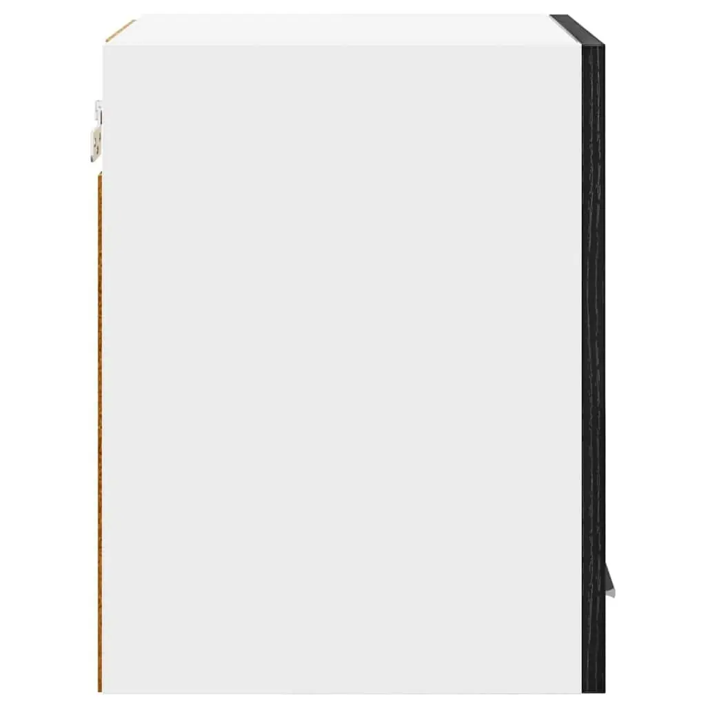 Black Oak and White Hanging Kitchen Cabinets Set