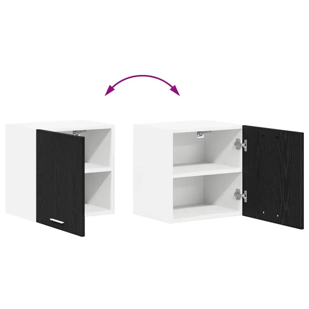 Kitchen Hanging Cabinet Set in Black Oak and White