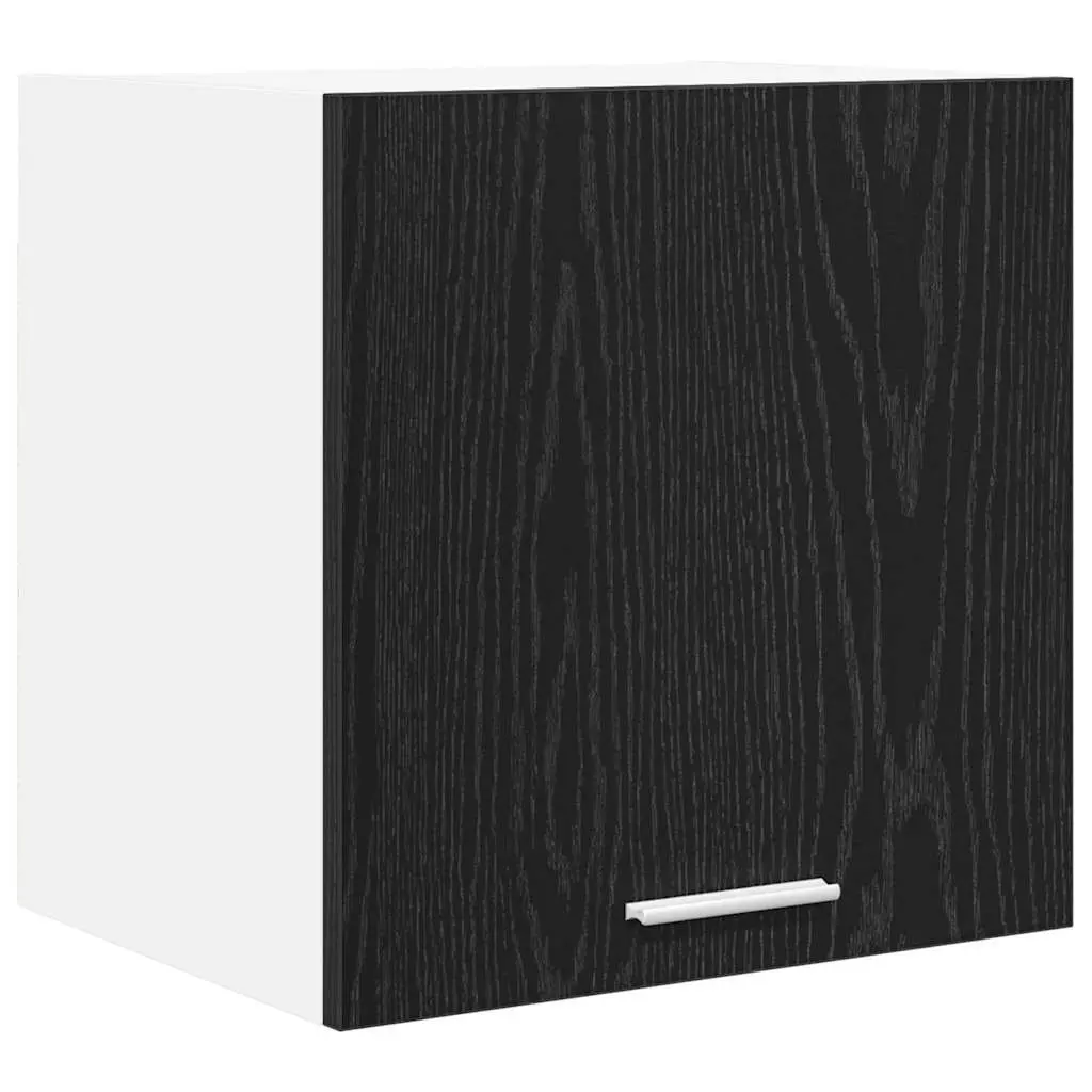 Kitchen Hanging Cabinet Set in Black Oak and White