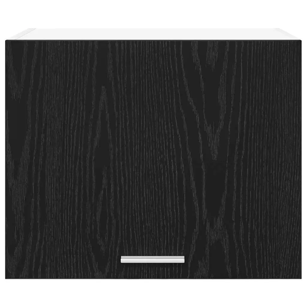 Black Oak & White Hanging Kitchen Cabinets Set