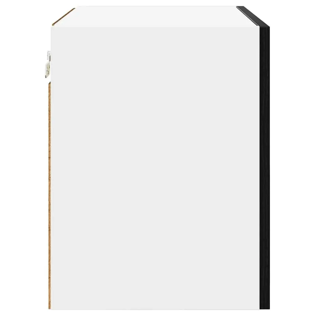 Black Oak & White Hanging Kitchen Cabinets Set