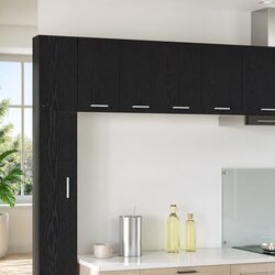 Stylish Black Oak White Hanging Kitchen Cabinet 60x31x40cm