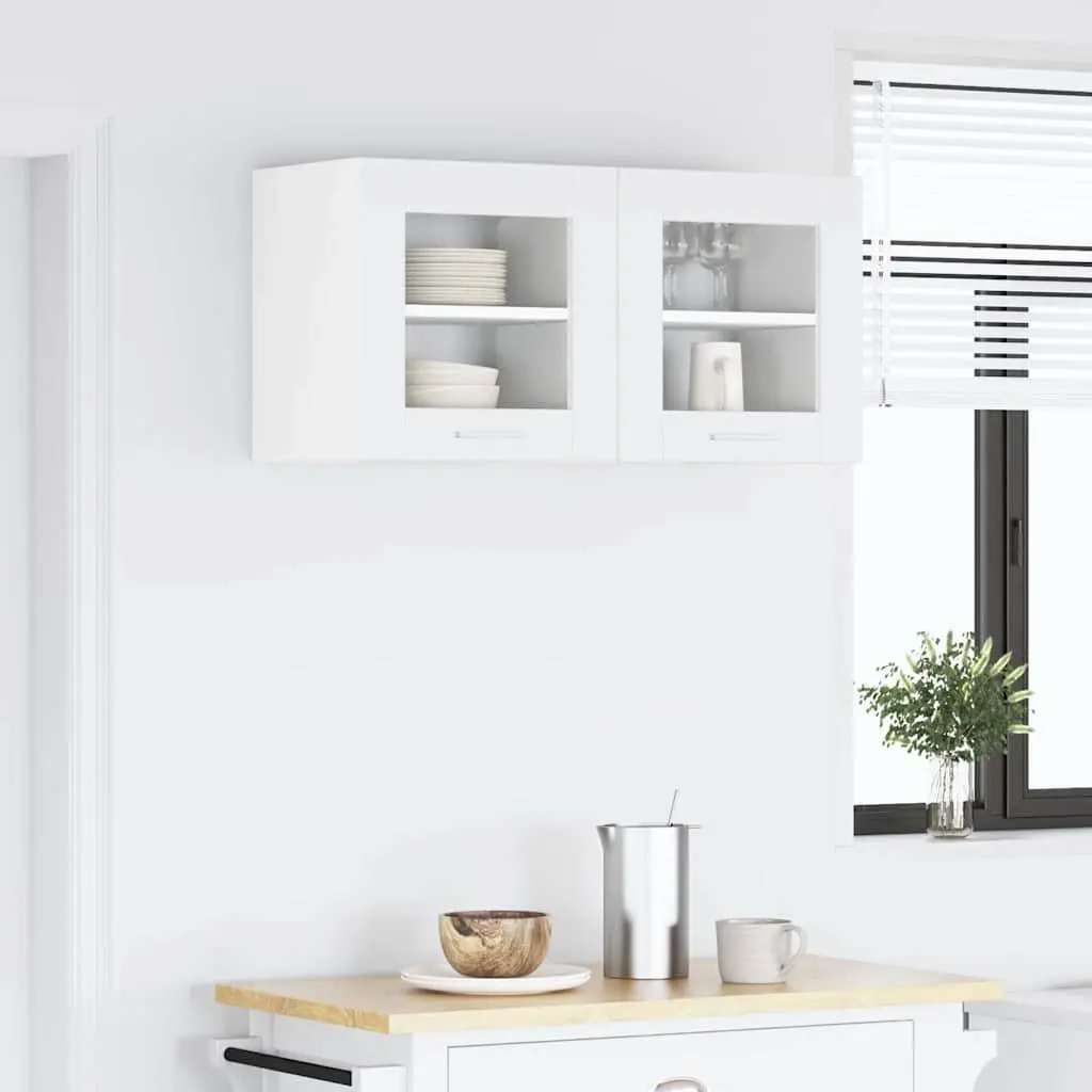 White Engineered Wood Hanging Kitchen Cabinets