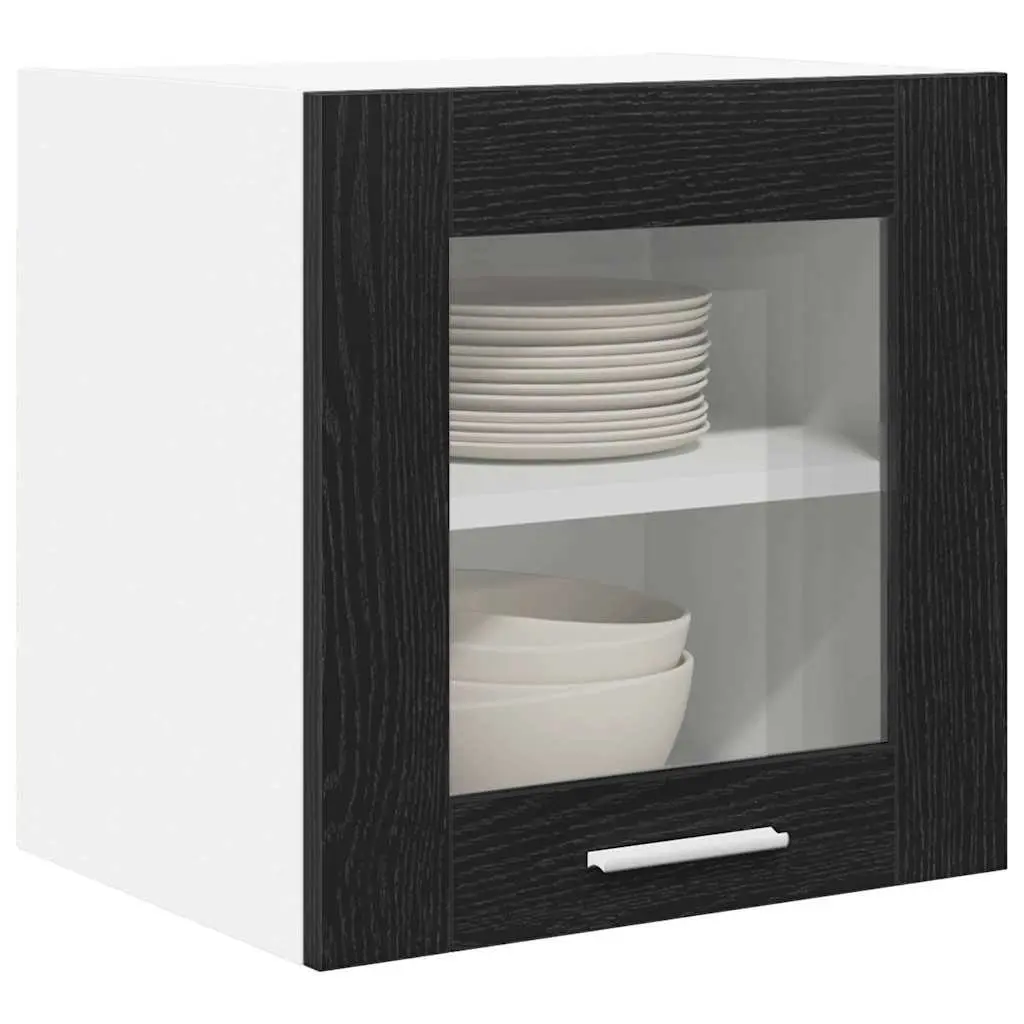 Hanging Kitchen Cabinet Black Oak 40x31x40cm Modern Storage Engineered Wood