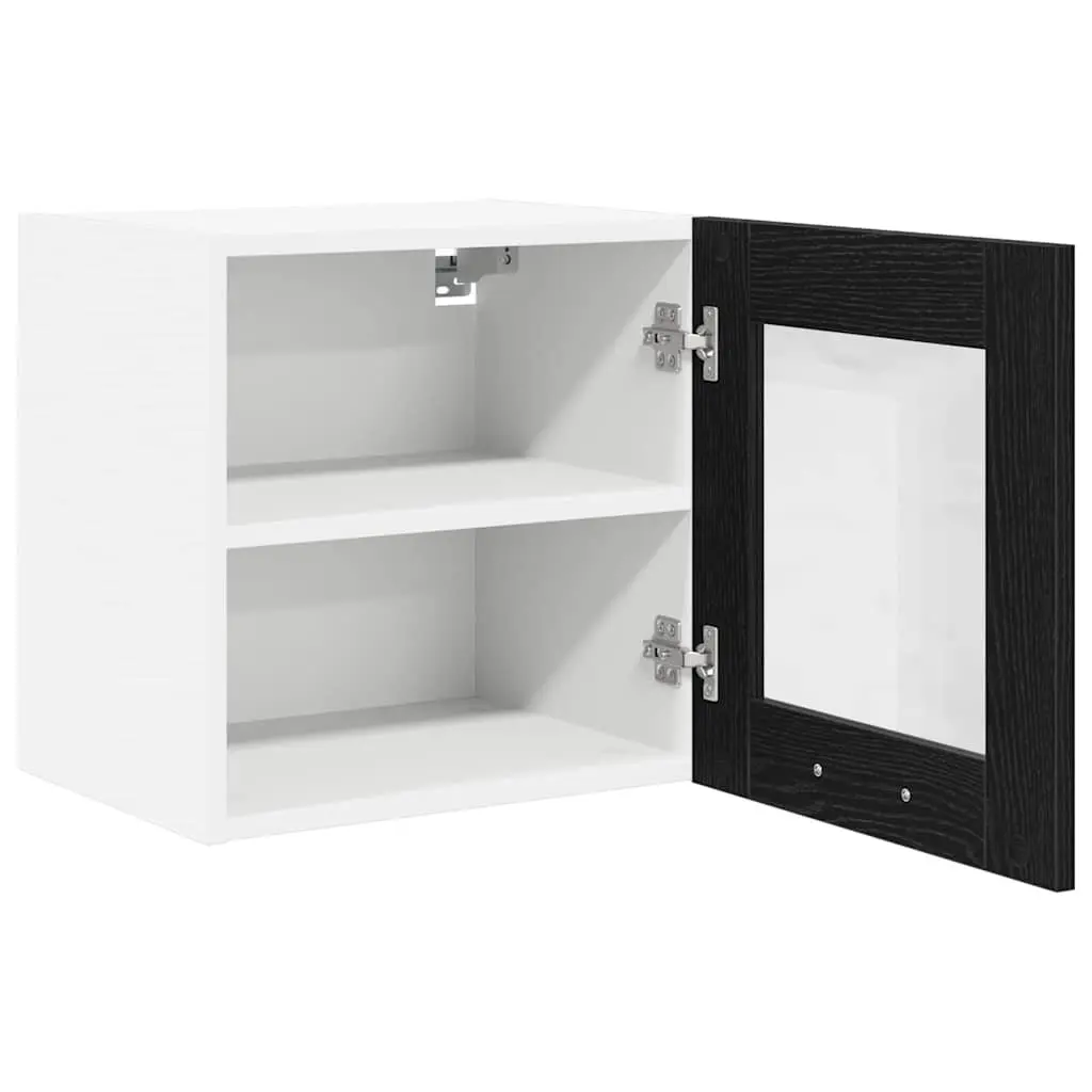Hanging Kitchen Cabinet Engineered Wood Black Oak 2 Piece