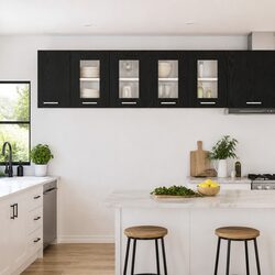 Black Oak Hanging Cabinet Set for Modern Kitchens