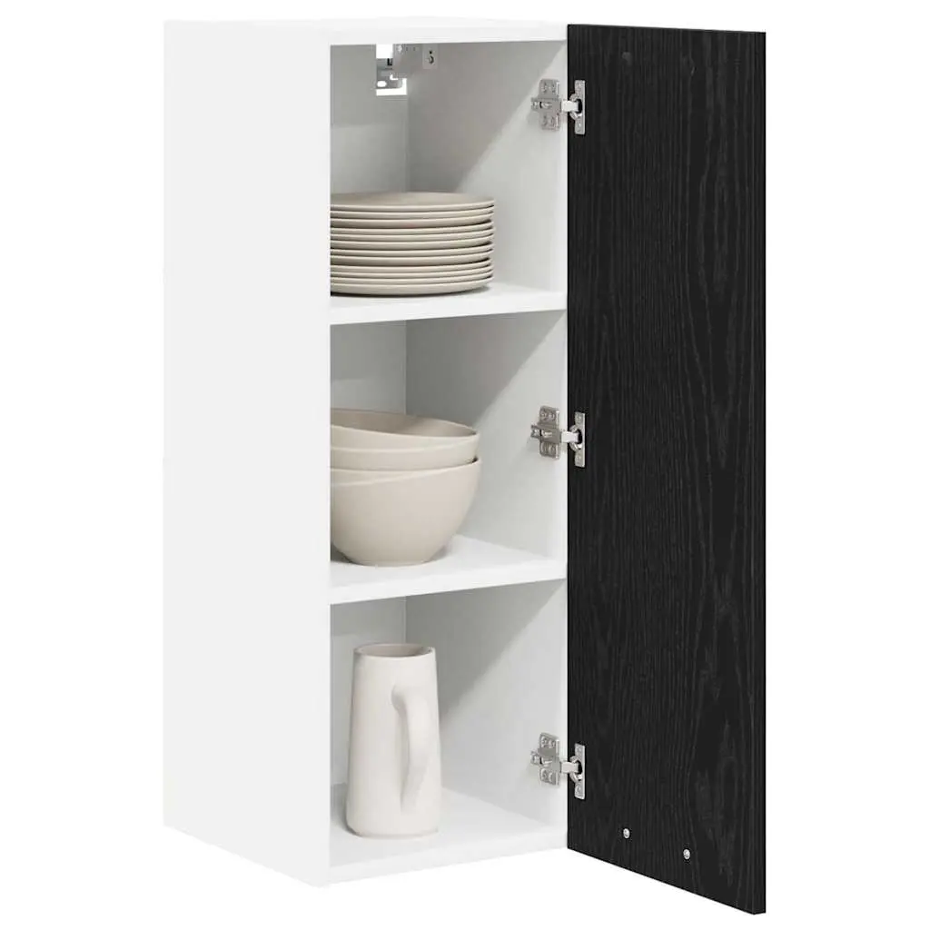 Hanging Kitchen Cabinet Engineered Wood 30x31x80cm Black Oak White