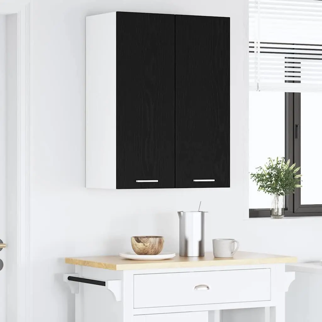 Hanging Kitchen Cabinet Engineered Wood 30x31x80cm Black Oak White