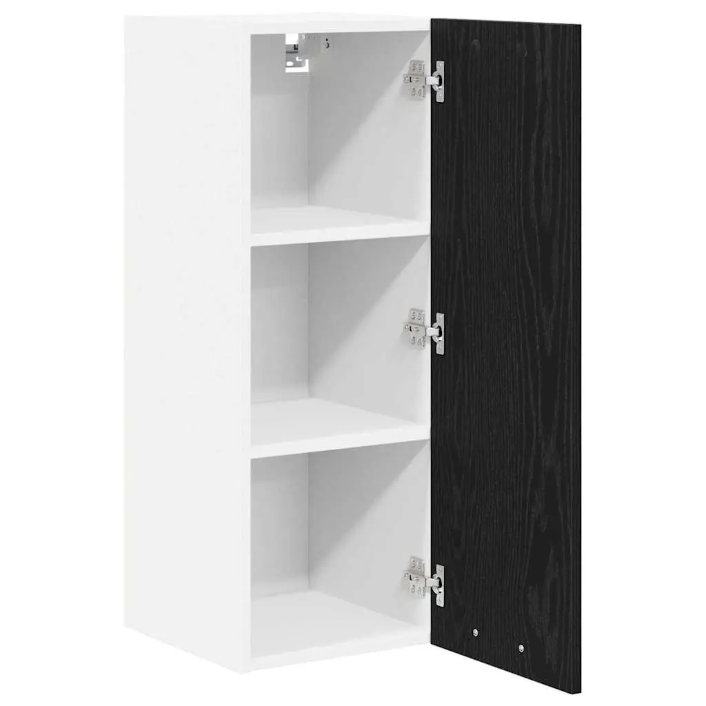 Hanging Kitchen Cabinet Engineered Wood 30x31x80cm Black Oak White