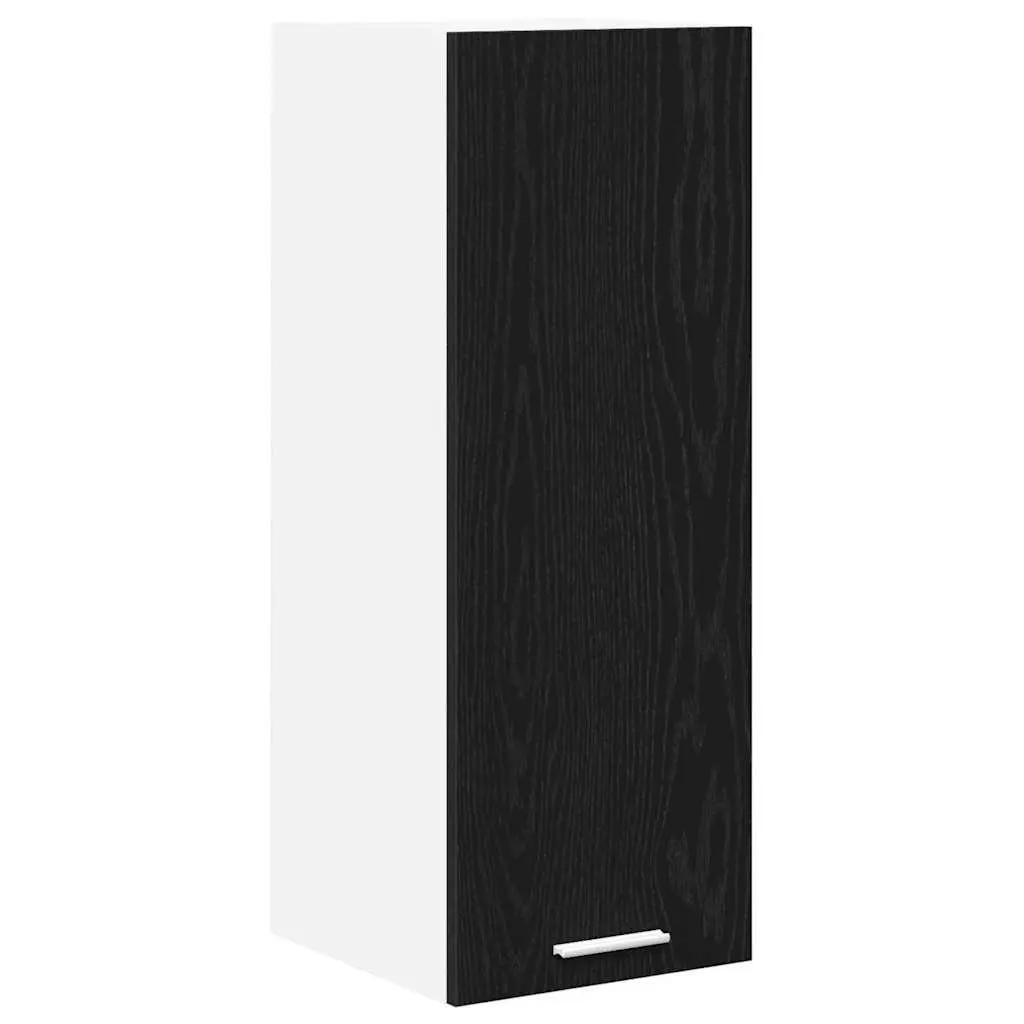 Black Oak and White Hanging Kitchen Cabinets