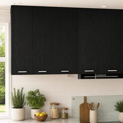 Stylish Black Oak and White Kitchen Cabinet 40x31x80cm
