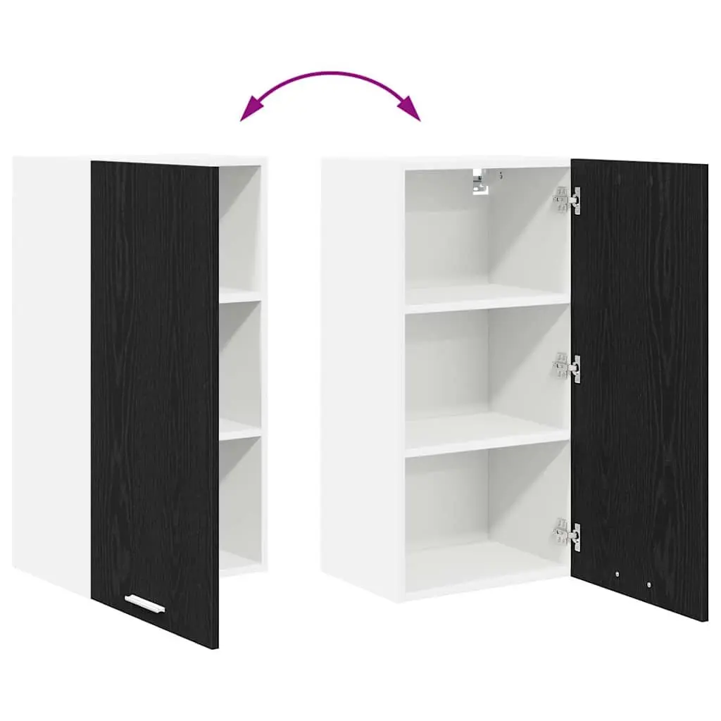 Hanging Kitchen Cabinet Engineered Wood 40x31x80cm Black Oak White