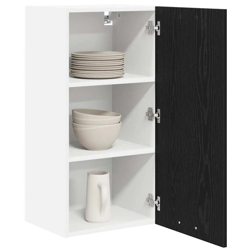 Hanging Kitchen Cabinet Engineered Wood 40x31x80cm Black Oak White
