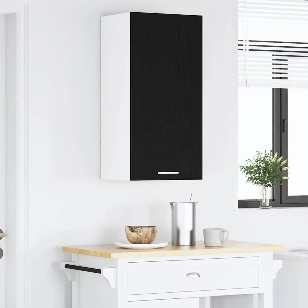 Hanging Kitchen Cabinet Engineered Wood 40x31x80cm Black Oak White