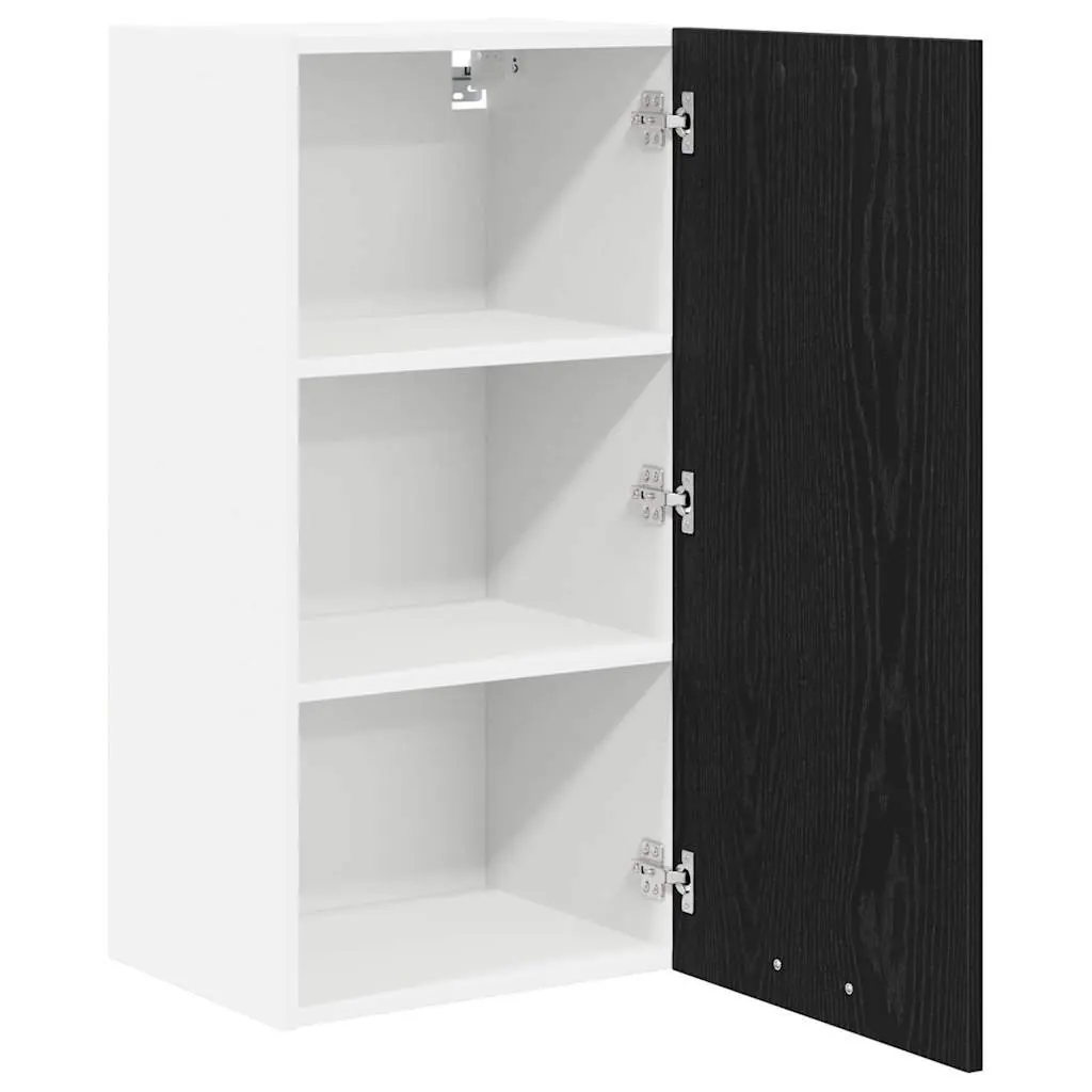 Hanging Kitchen Cabinet Engineered Wood 40x31x80cm Black Oak White
