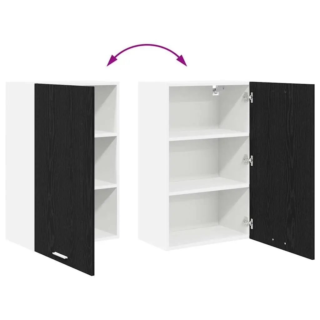 Black Oak and White Kitchen Hanging Cabinet
