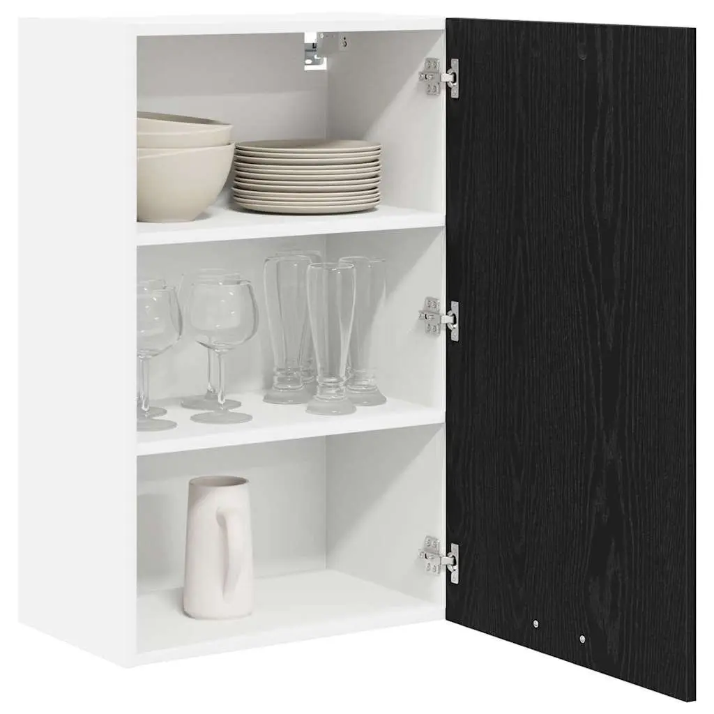 Black Oak and White Kitchen Hanging Cabinet
