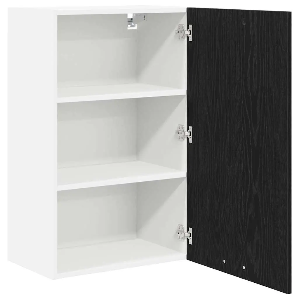 Black Oak and White Kitchen Hanging Cabinet