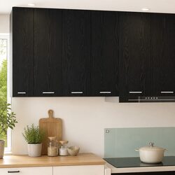 Modern Black Oak Hanging Kitchen Cabinet for Storage