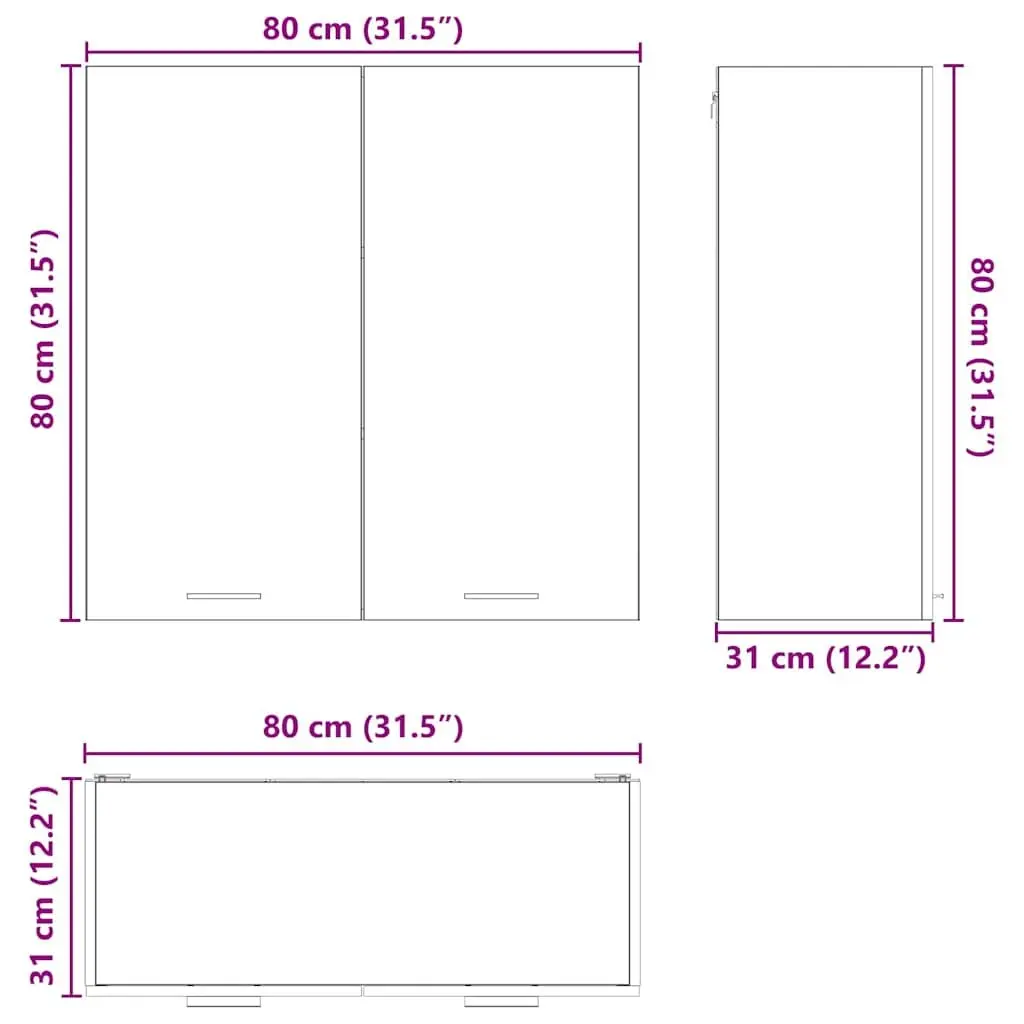 Hanging Kitchen Cabinet with Door, White 80x31x80cm