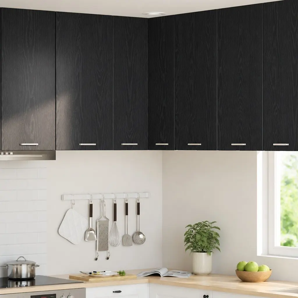 Hanging Kitchen Cabinet Engineered Wood 57x57x80cm Black Oak White