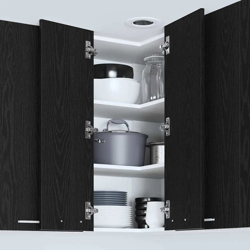 Hanging Kitchen Cabinet Engineered Wood 57x57x80cm Black Oak White