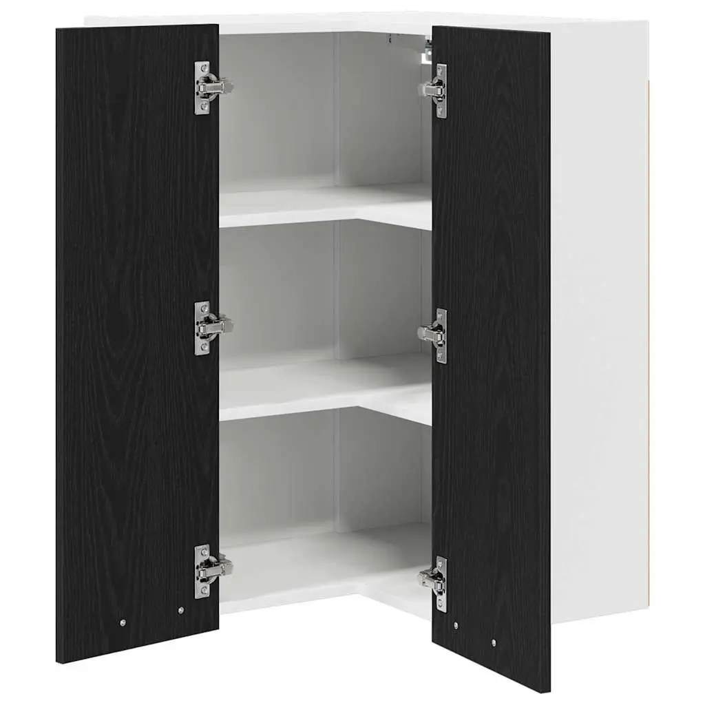 Hanging Kitchen Cabinet Engineered Wood 57x57x80cm Black Oak White