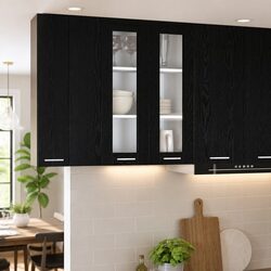 Modern Black Oak Hanging Kitchen Cabinet for Storage