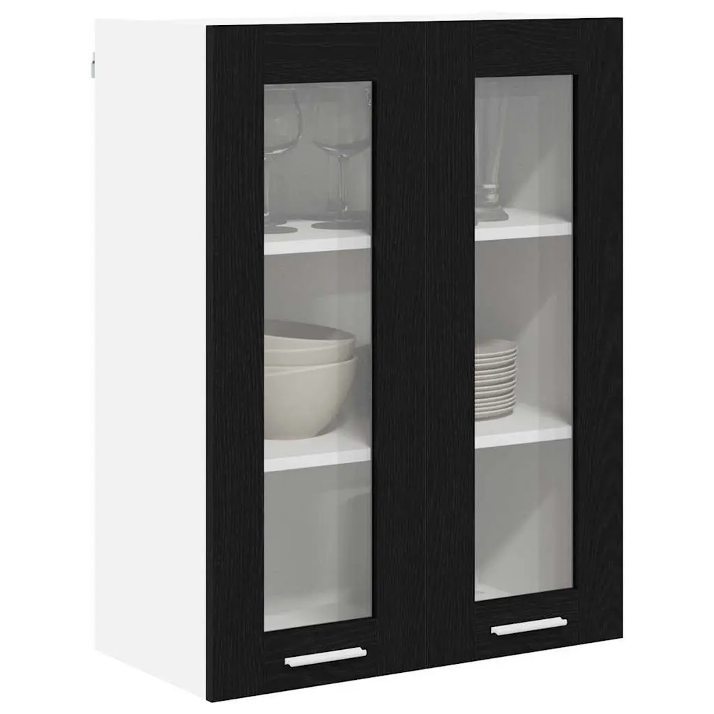 Black Oak Hanging Kitchen Cabinet for Storage