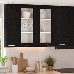 Stylish Black Oak Hanging Kitchen Cabinet 80 x 31 x 80 cm