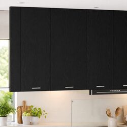 Stylish Hanging Kitchen Cabinet with Door Black Oak White