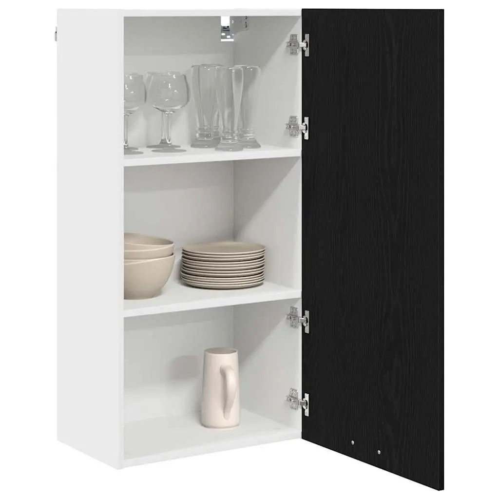 Hanging Kitchen Cabinet with Door Black Oak White
