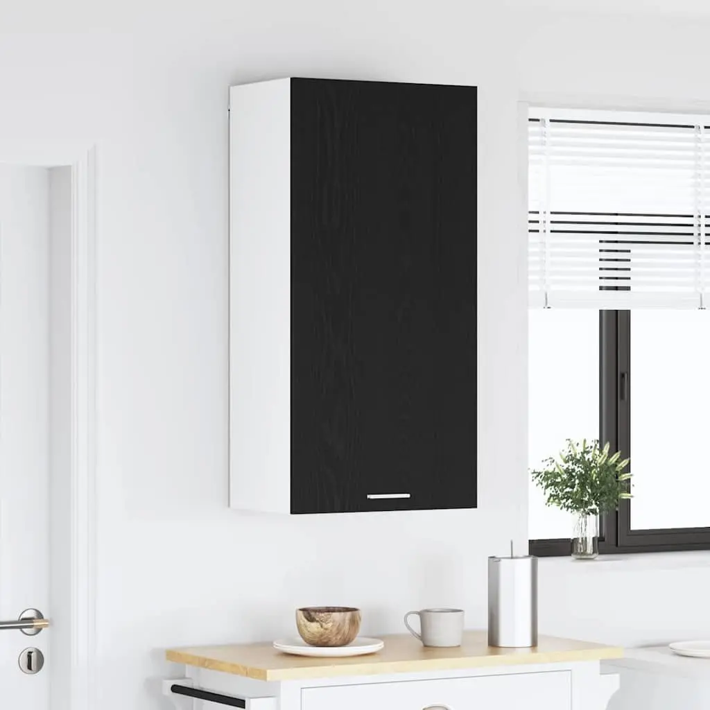 Hanging Kitchen Cabinet with Door Black Oak White